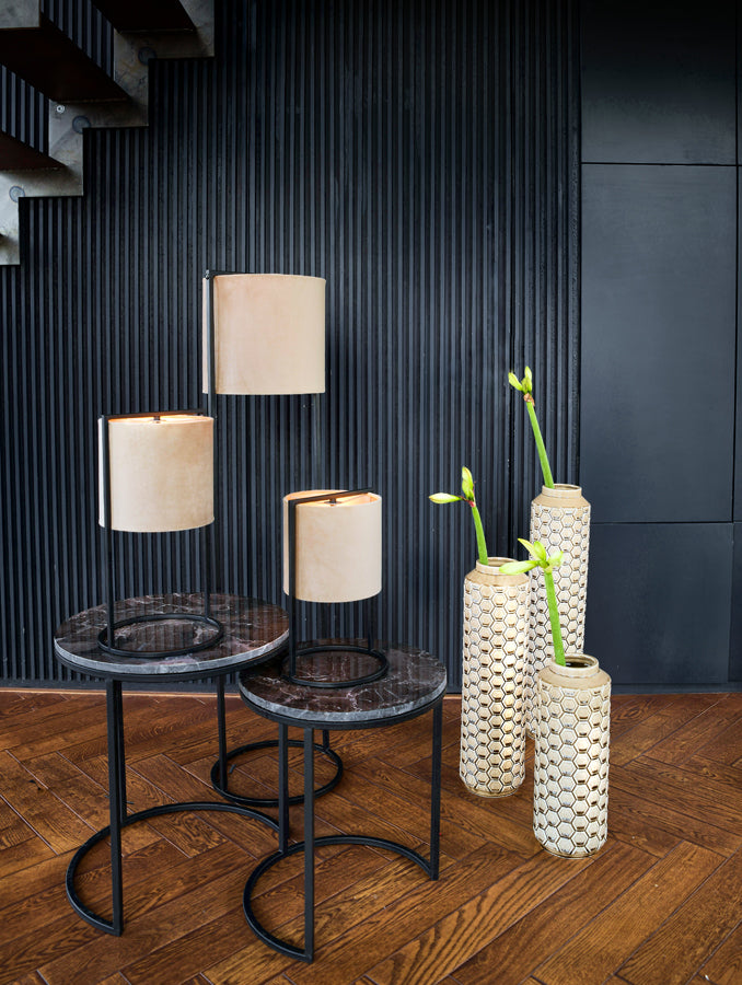 Light & Living - Bijzettafels 'Alfio' (Set van 2, Brown Marble Black)