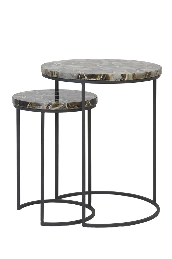 Light &amp; Living - Tables d'appoint 'Axat' (Lot de 2, Marron &amp; Noir)