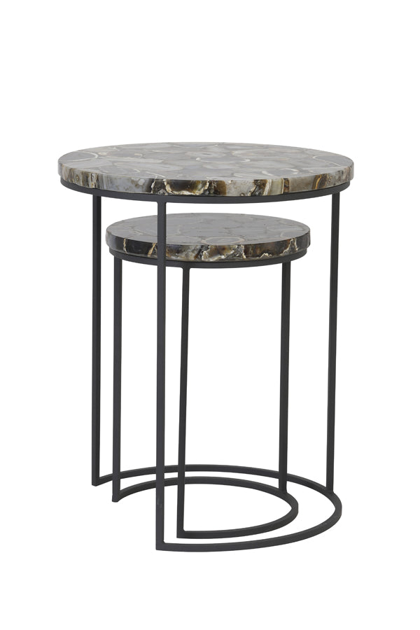 Light &amp; Living - Tables d'appoint 'Axat' (Lot de 2, Marron &amp; Noir)