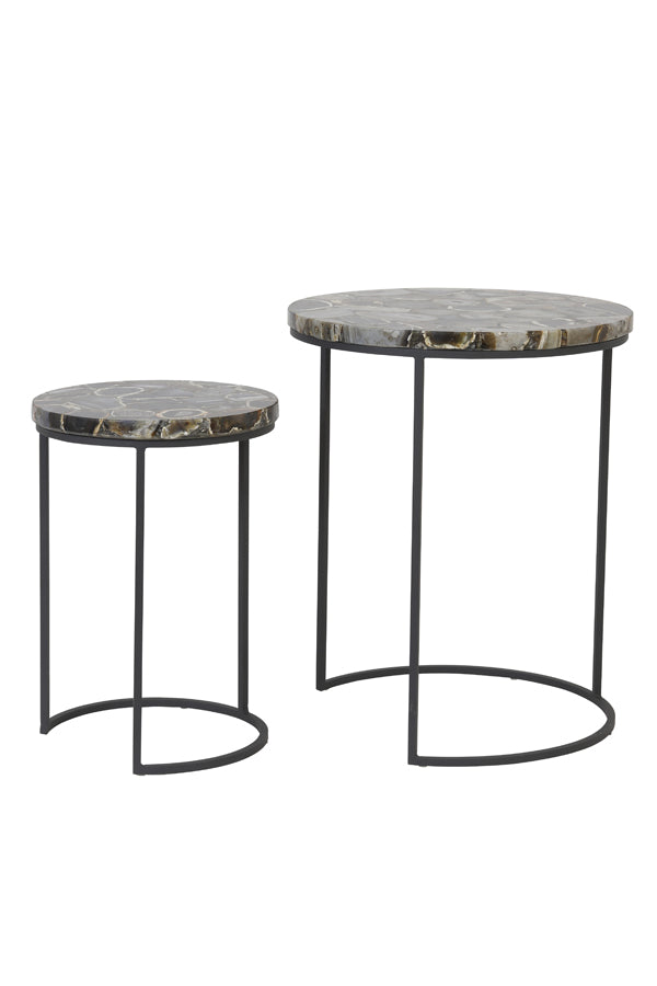 Light &amp; Living - Tables d'appoint 'Axat' (Lot de 2, Marron &amp; Noir)