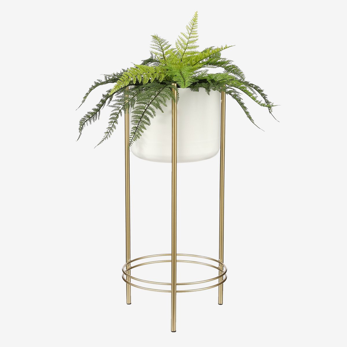 Mica Decorations - Sverre Bloempot op Standaard - H81 x Ø28 cm - Wit, Goud