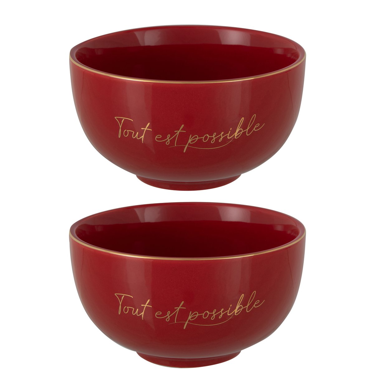 J-Line - Bol Tout Est Possible - Porcelaine - Rouge