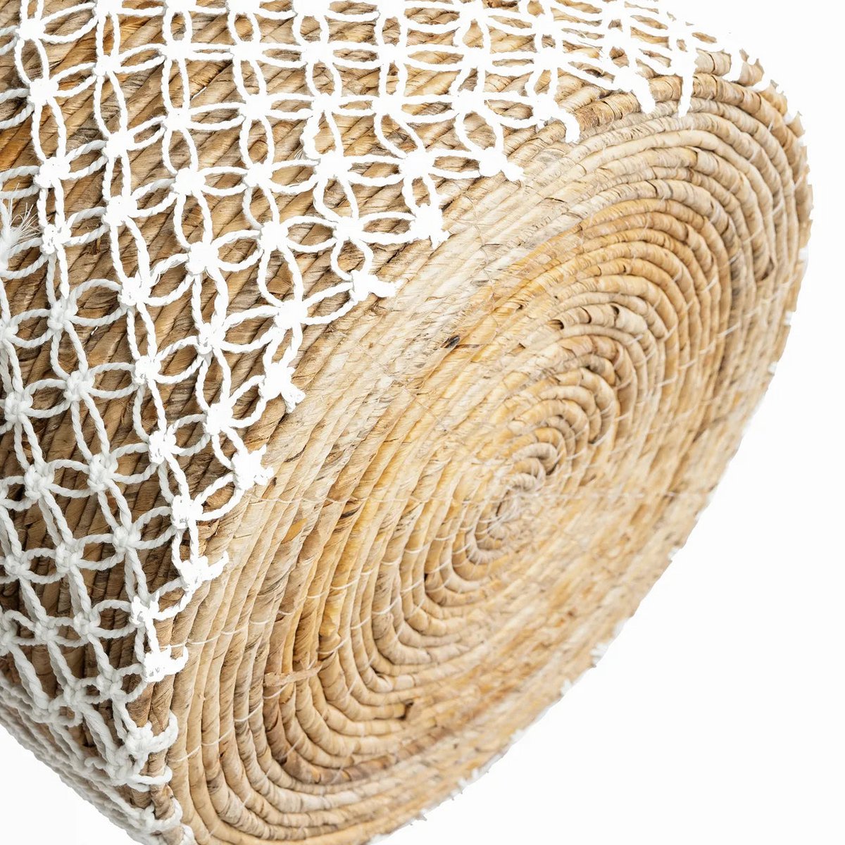 Bazar Bizar - Macramé mand 'Cross Stitched' (Naturel Wit, L)