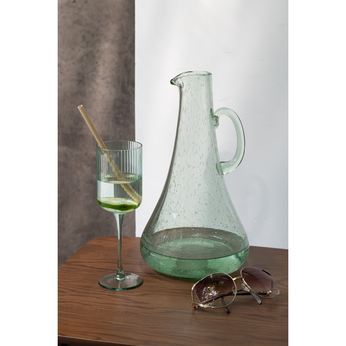 J-Line - Karaf - Glas - Transparant/Groen