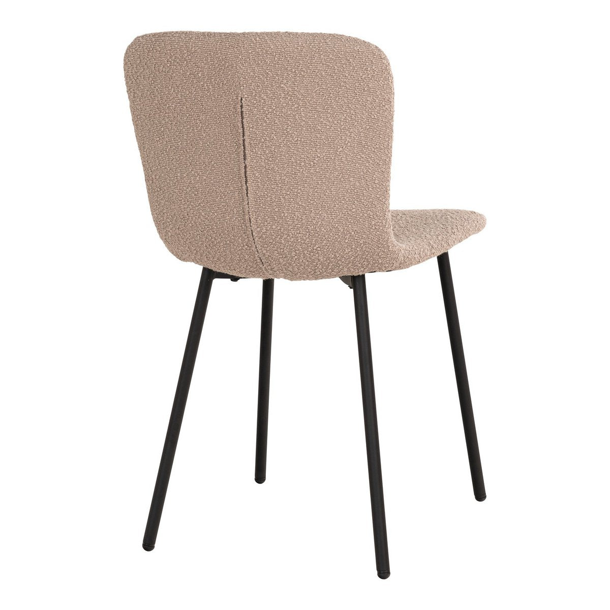 House Nordic - Halden Dining Chair - Eetkamerstoel in bouclé, beige met zwarte poten, HN1233 - set van 2