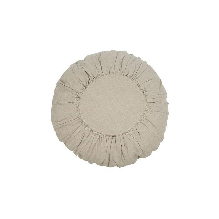 Mme. Bloom - Coussin décoratif rond en lin 'Ruches' (60cm, Naturel)