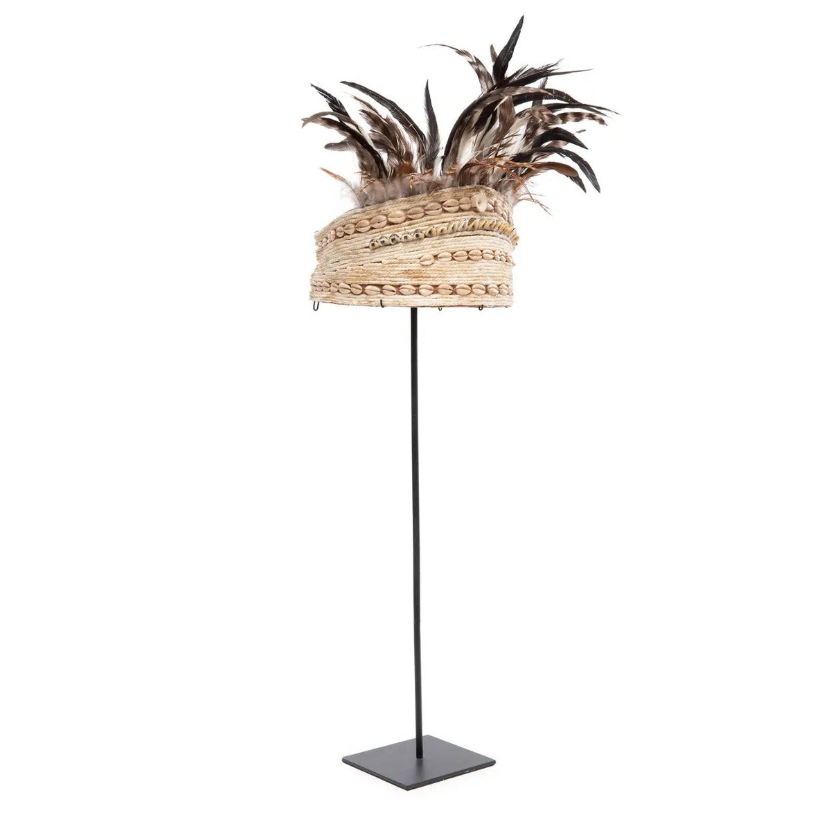 Bazar Bizar - Chapeau en plumes sur pied 'Guinea Feather' (Natural Black)