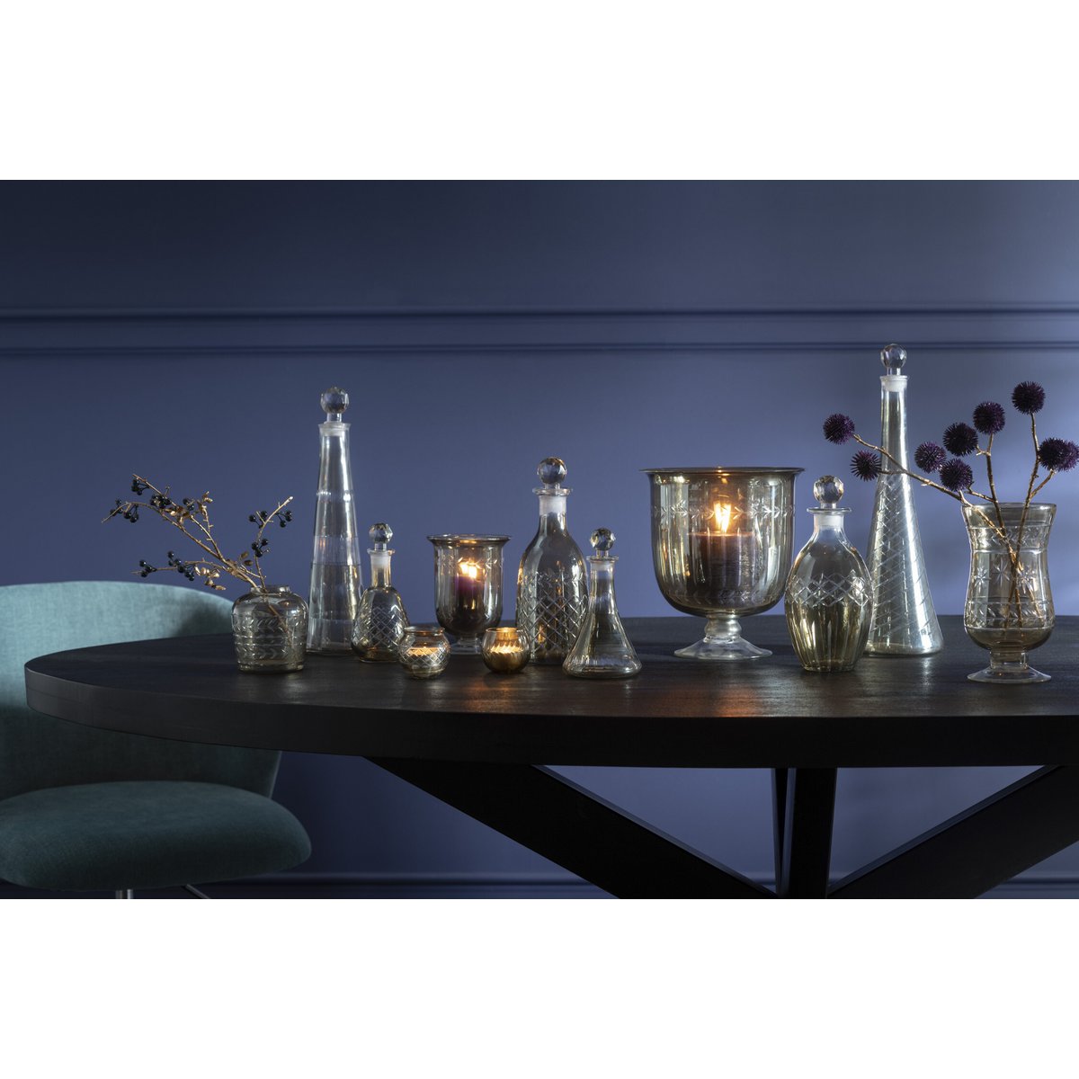 J-Line - Laterne Modern Star - Glas - Grau