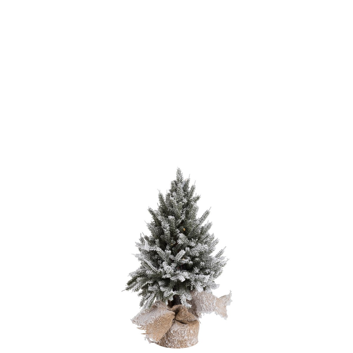 J-Line Kerstboom+Led+Pot Jute Plastiek Besneeuwd Groen Small