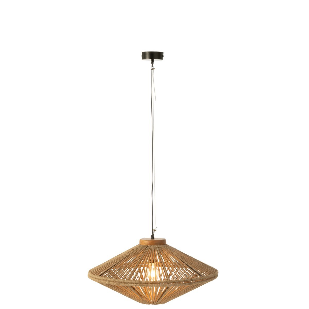 J-Line - Lampe suspendue Ovni Fer/Jute Naturel Small