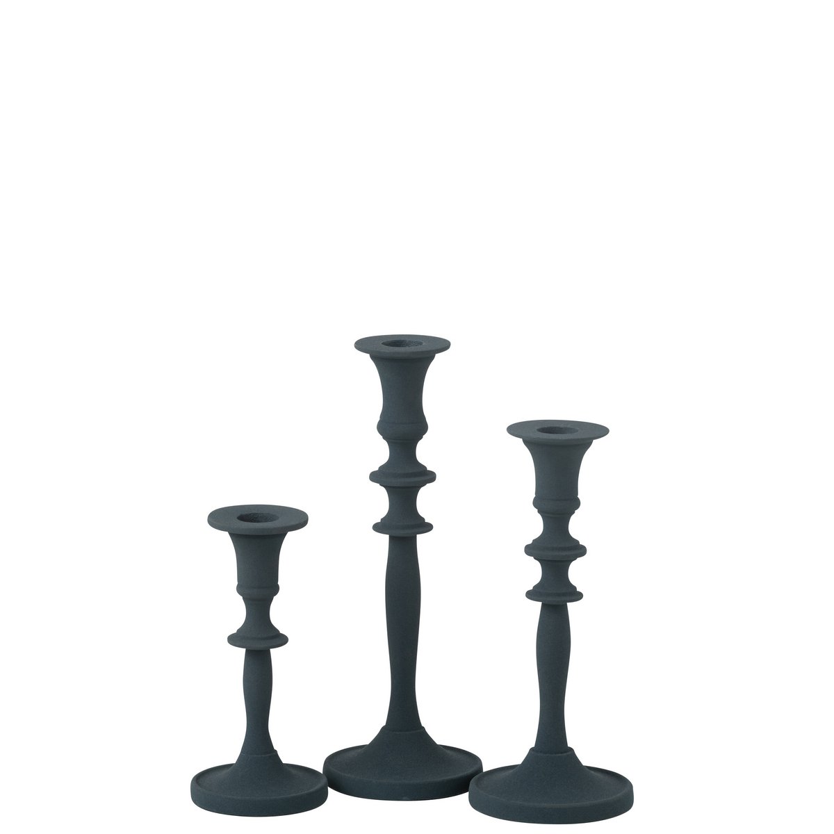 J-Line - Set Van 3 Kaarsenhouders Klassiek Aluminium Blauw