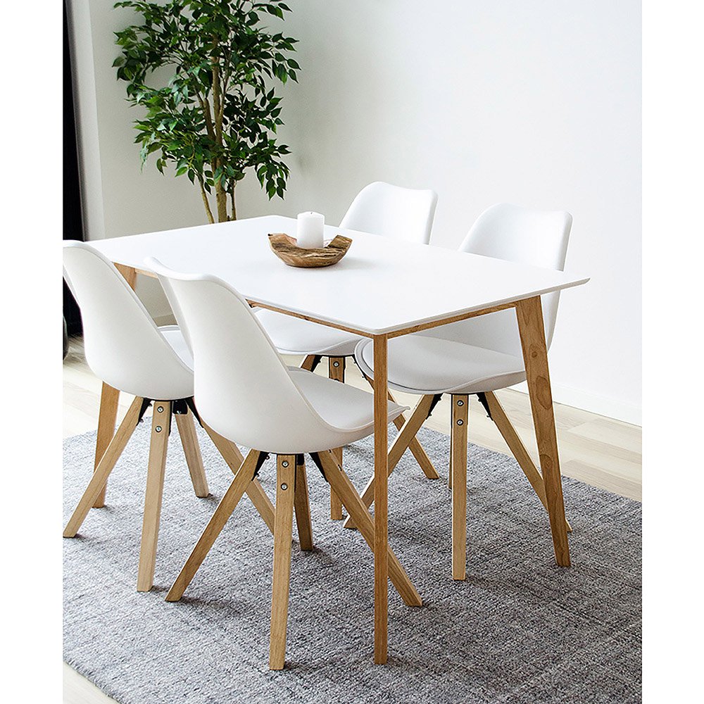 House Nordic - Vojens Dining Table - Eettafel in wit en naturel 120x70xh75 cm