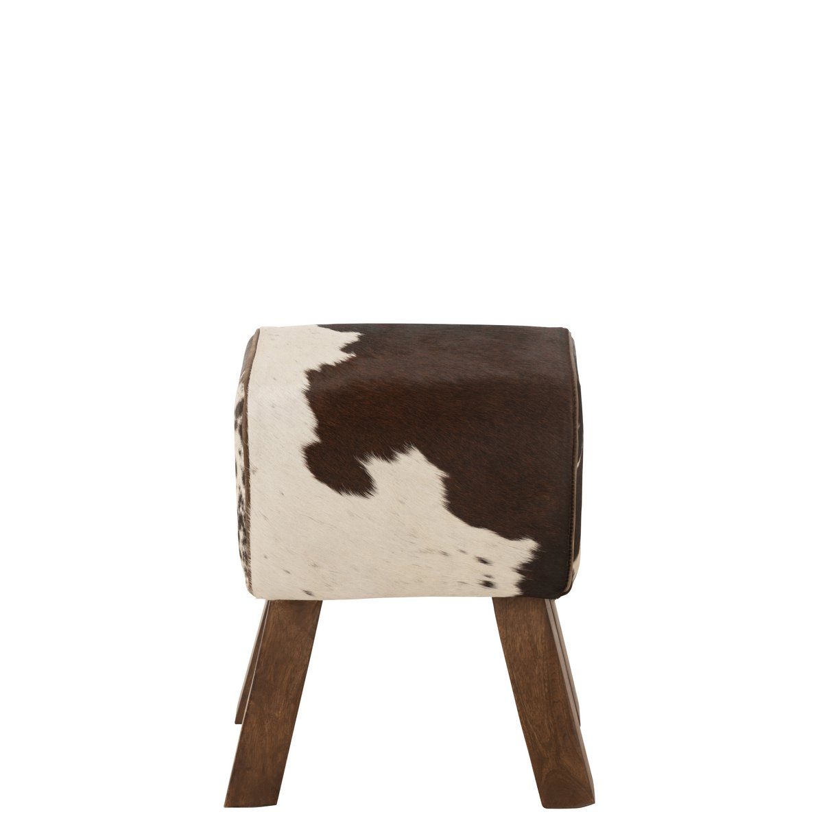 J-Line - Tabouret Vache Manguier/Fourrure Noir/Blanc