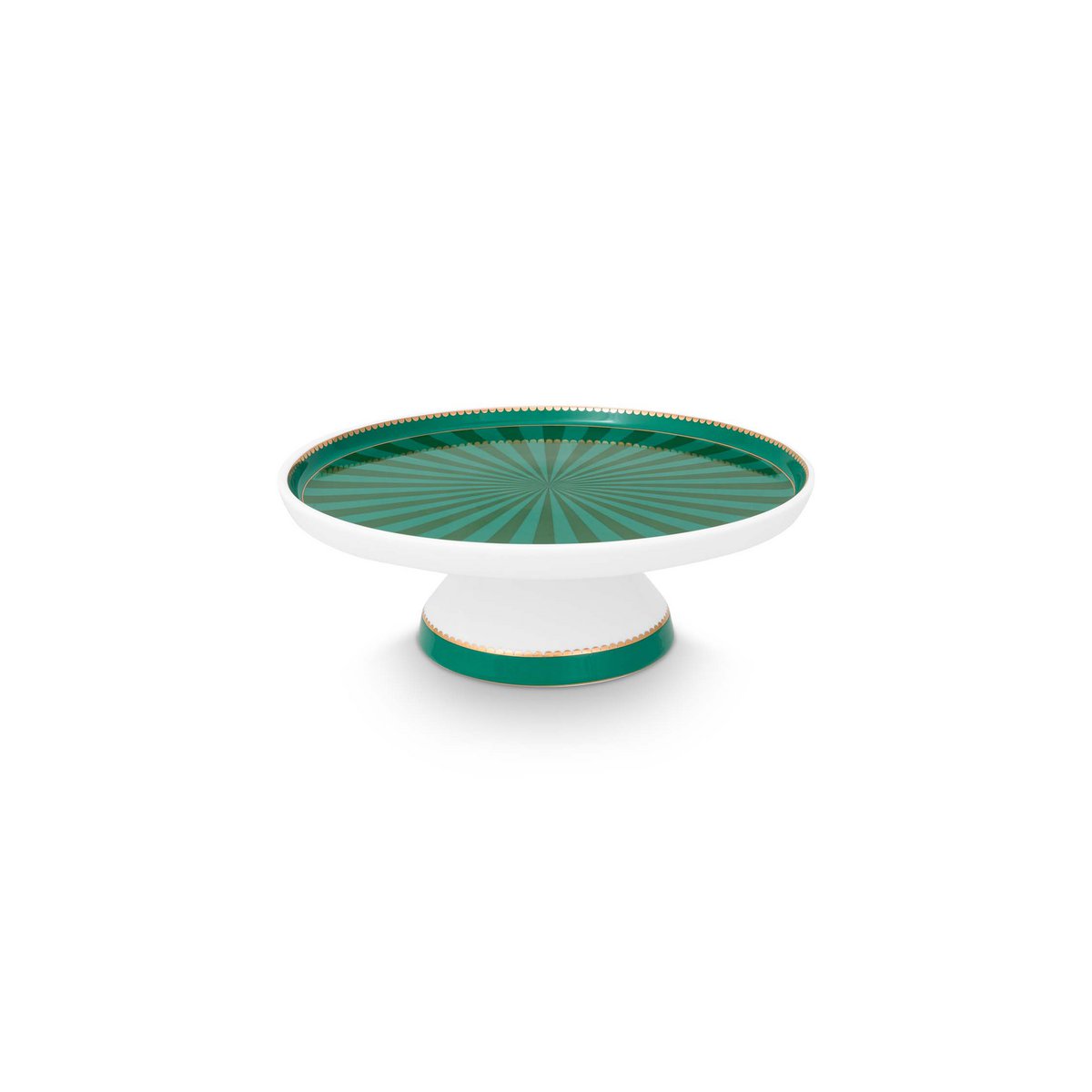 Pip Studio - Mini Cake Tray o/f Love Birds Stripes Emerald-Green 24cm
