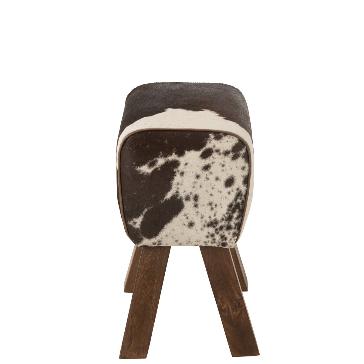 J-Line - Tabouret Vache Manguier/Fourrure Noir/Blanc