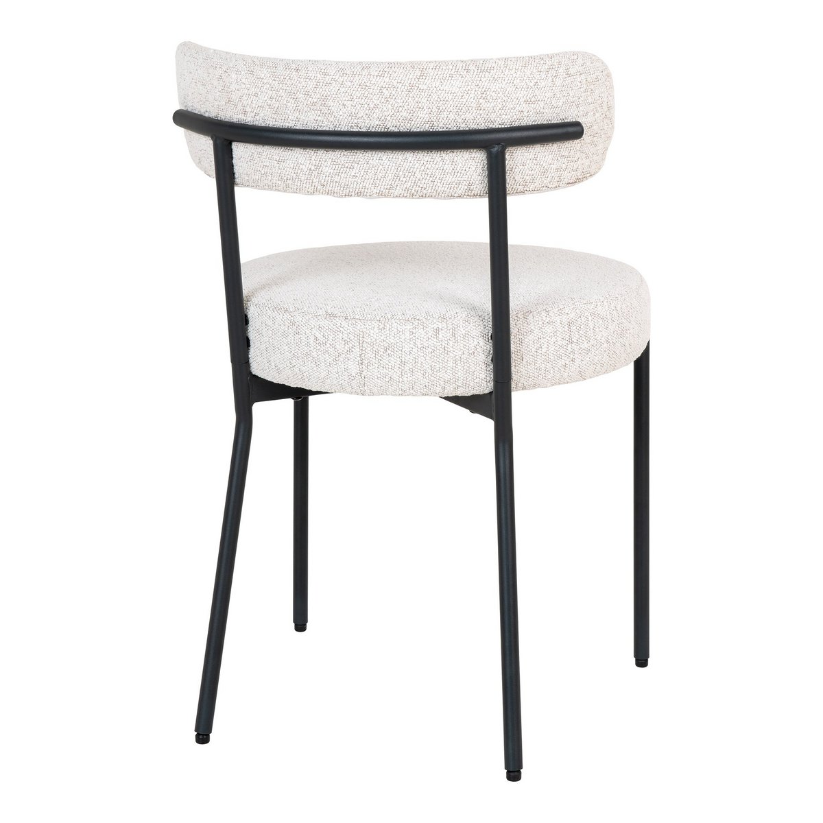 House Nordic - Badalona Dining Chair - Eetkamerstoel, wit bouclé met zwarte poten, HN1270 - set van 2