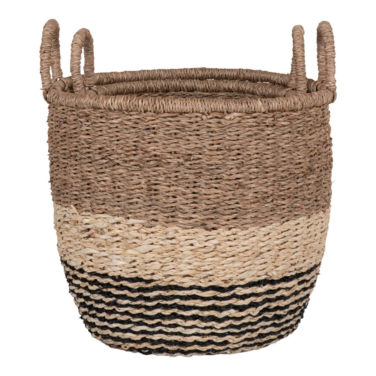 House Nordic - Lima Basket - Panier en jonc de mer, naturel/marron/noir, lot de 2