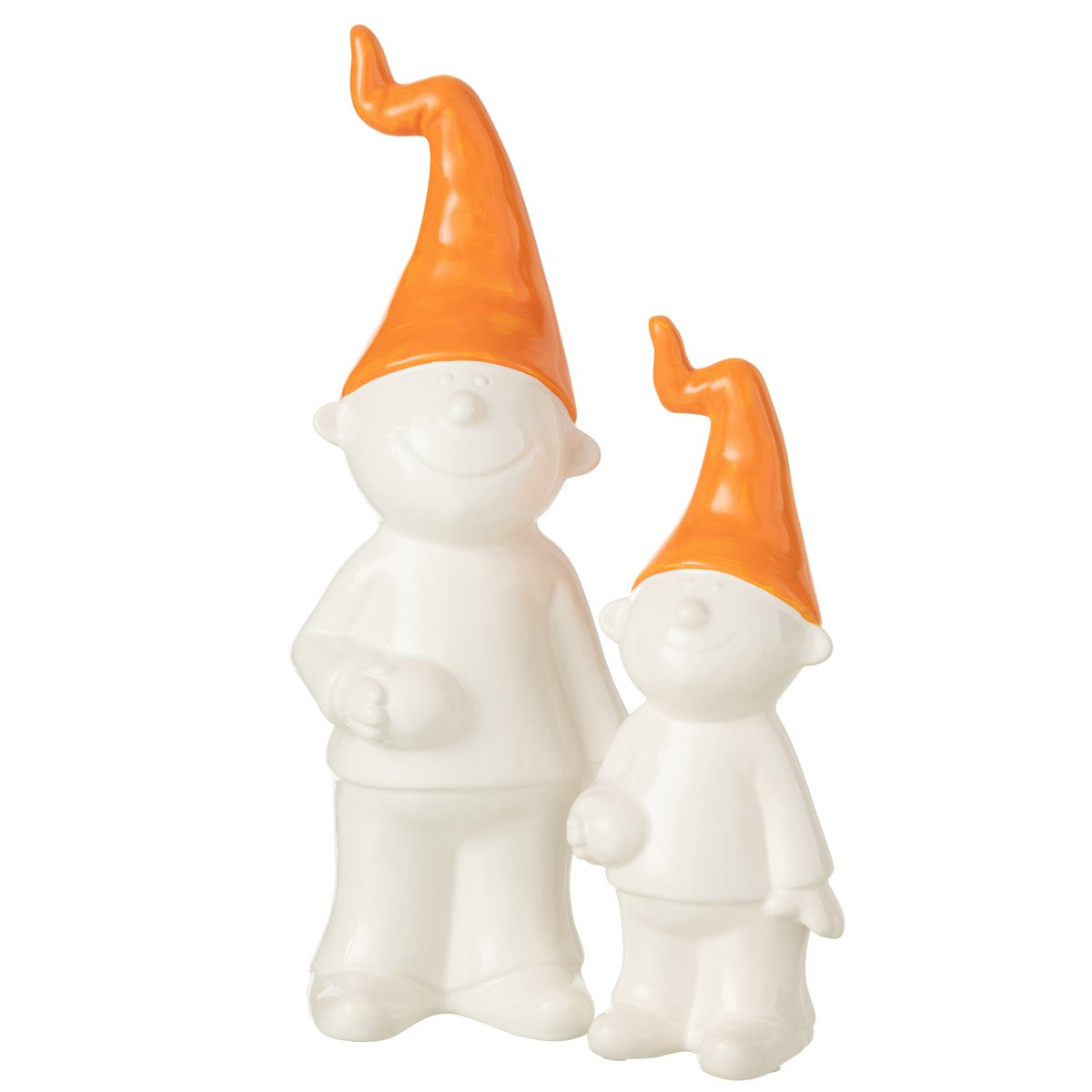 J-Line - Gnome Debout Céramique Blanc/Orange Grand