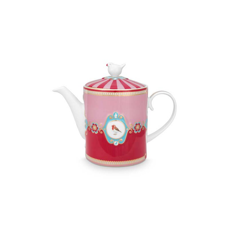 Pip Studio - Theepot Love Birds Medallion Rood-Roze 1,3ltr