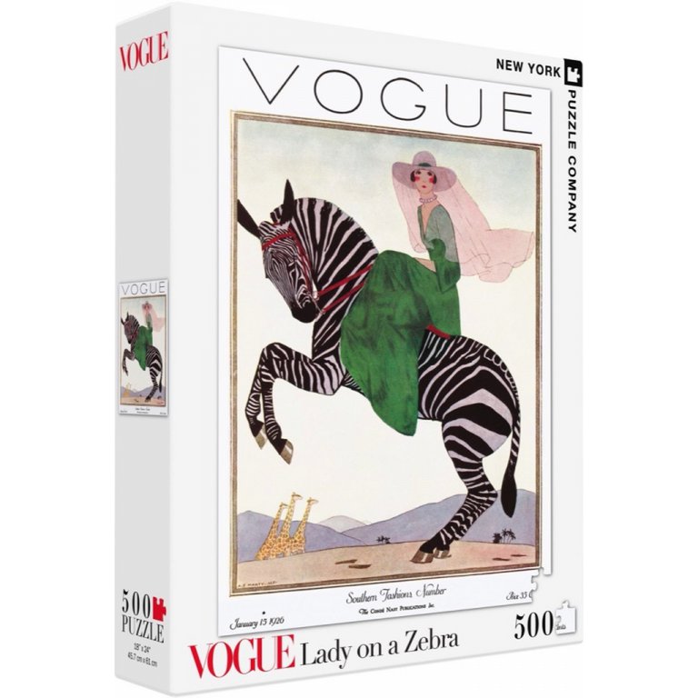 New York Puzzle Company - Puzzle „Dame auf einem Zebra“ (500 Teile)