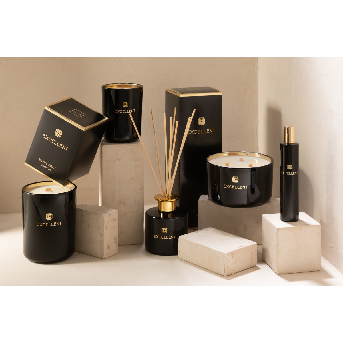 J-Line - Bougie parfumée Excellent - Sibérie - Noir - S - 50U