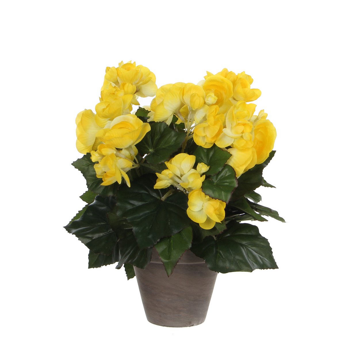 Mica Decorations - Begonia Kunstplant in Bloempot Stan - H30 x Ø25 cm - Geel