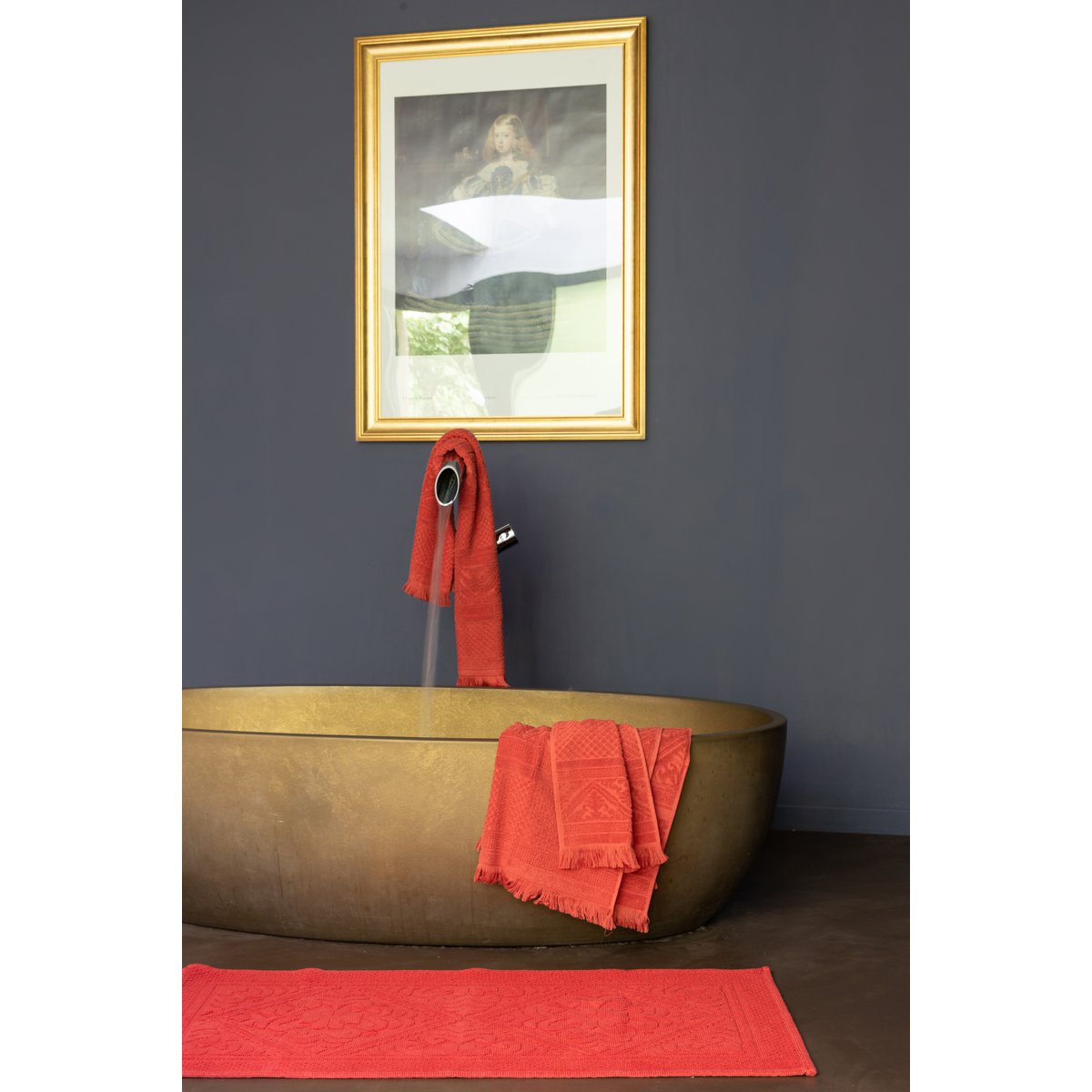 VIVARAISE - Tapis de bain uni brique Enzo 54 x 64