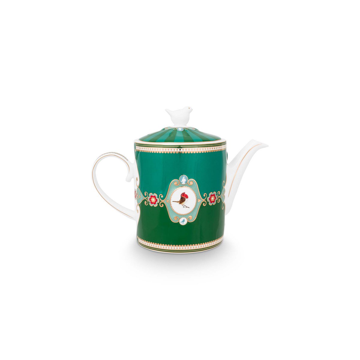 Pip Studio - Teapot Love Birds Medallion Emerald-Green 1.3ltr