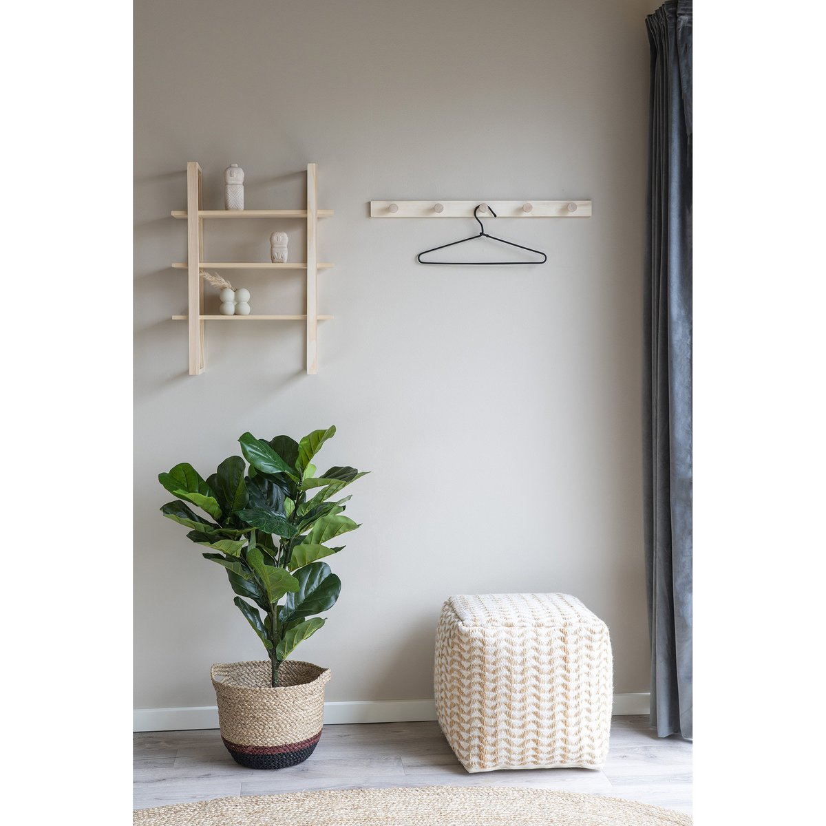 House Nordic - Abano Garderobe - Garderobenständer, Pappel, Natur, L: 70 cm