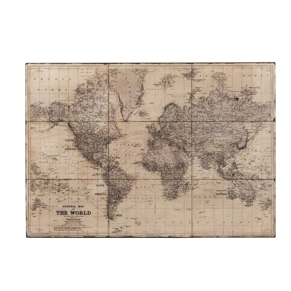 J-Line - Carte du Monde Métal Gris Antique