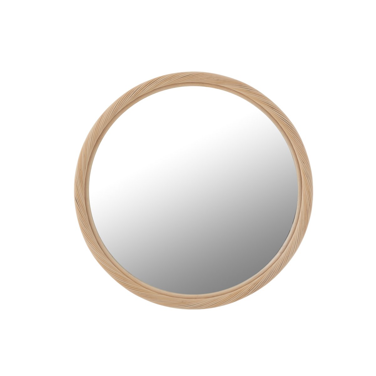 J-Line - Miroir Mural Rond Rotin/Verre Naturel Grand