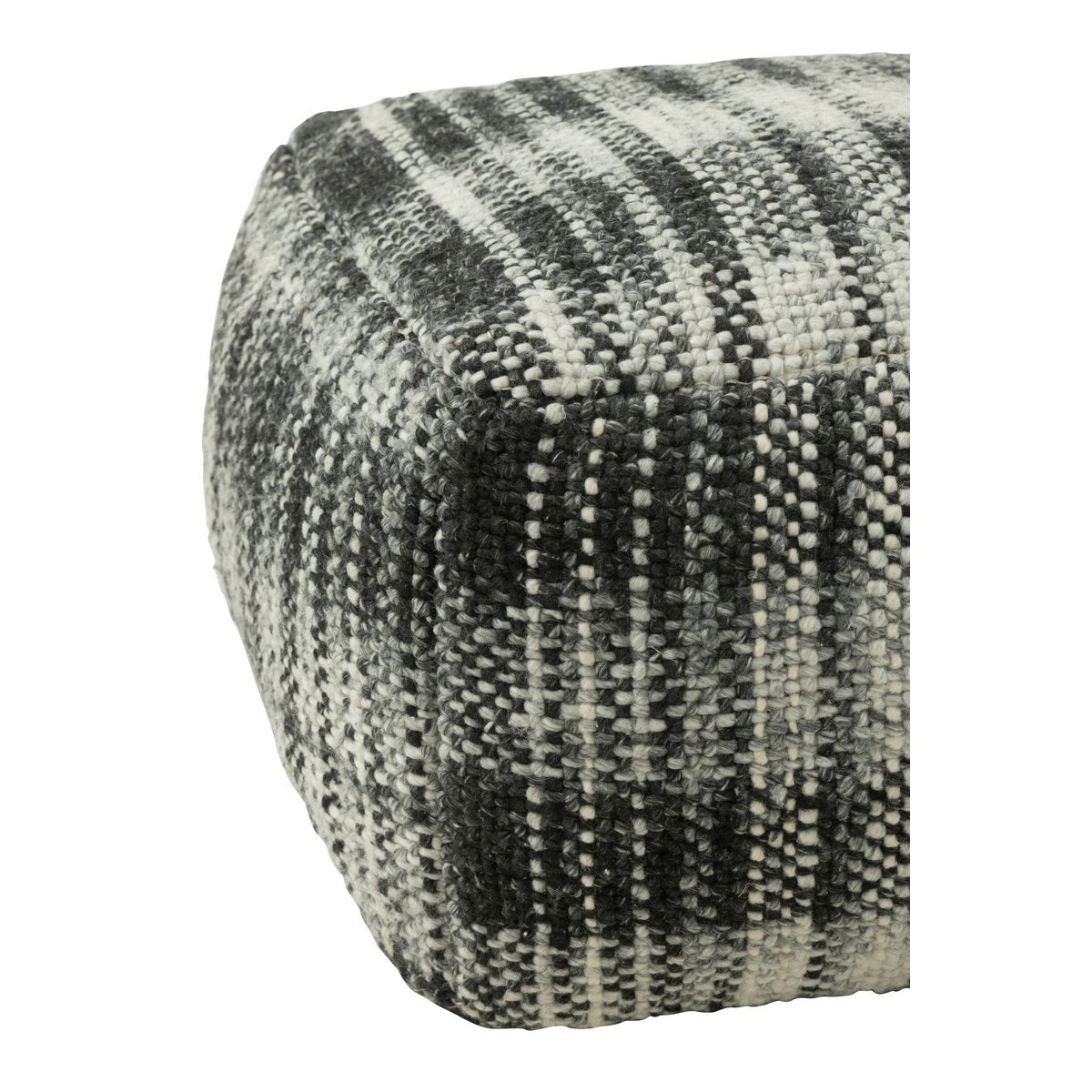 J-Line – Pouf Square Karo Wolle Grau/Schwarz