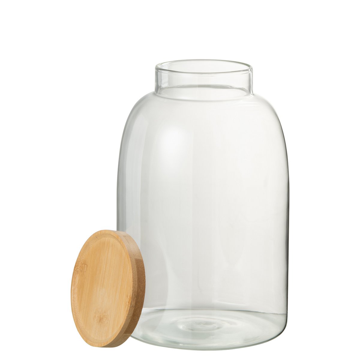 J-Line - Pot In Glas Tom Glas/Bamboo Transparant/Naturel Large