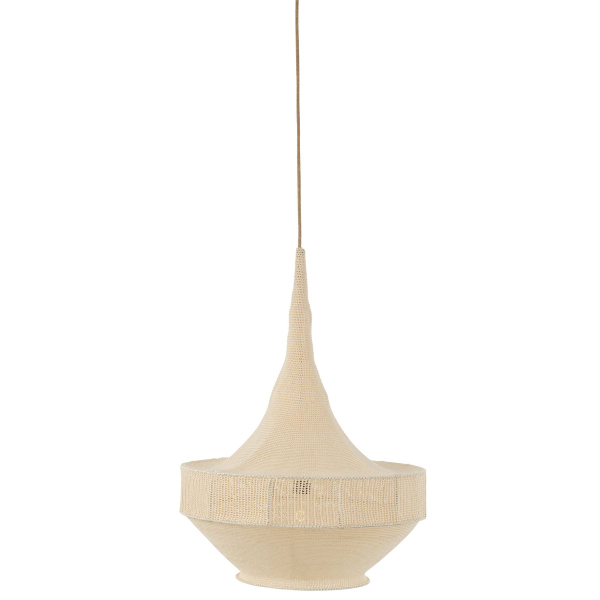 J-Line - Lampe Suspendue Tricotée Main Beige Large