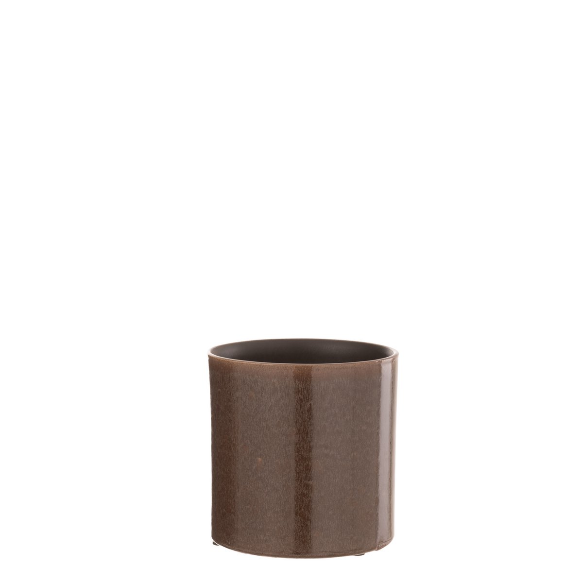 J-Line - Pot de Fleurs Flek - Céramique - Marron - Extra Petit - Ø14,50cm