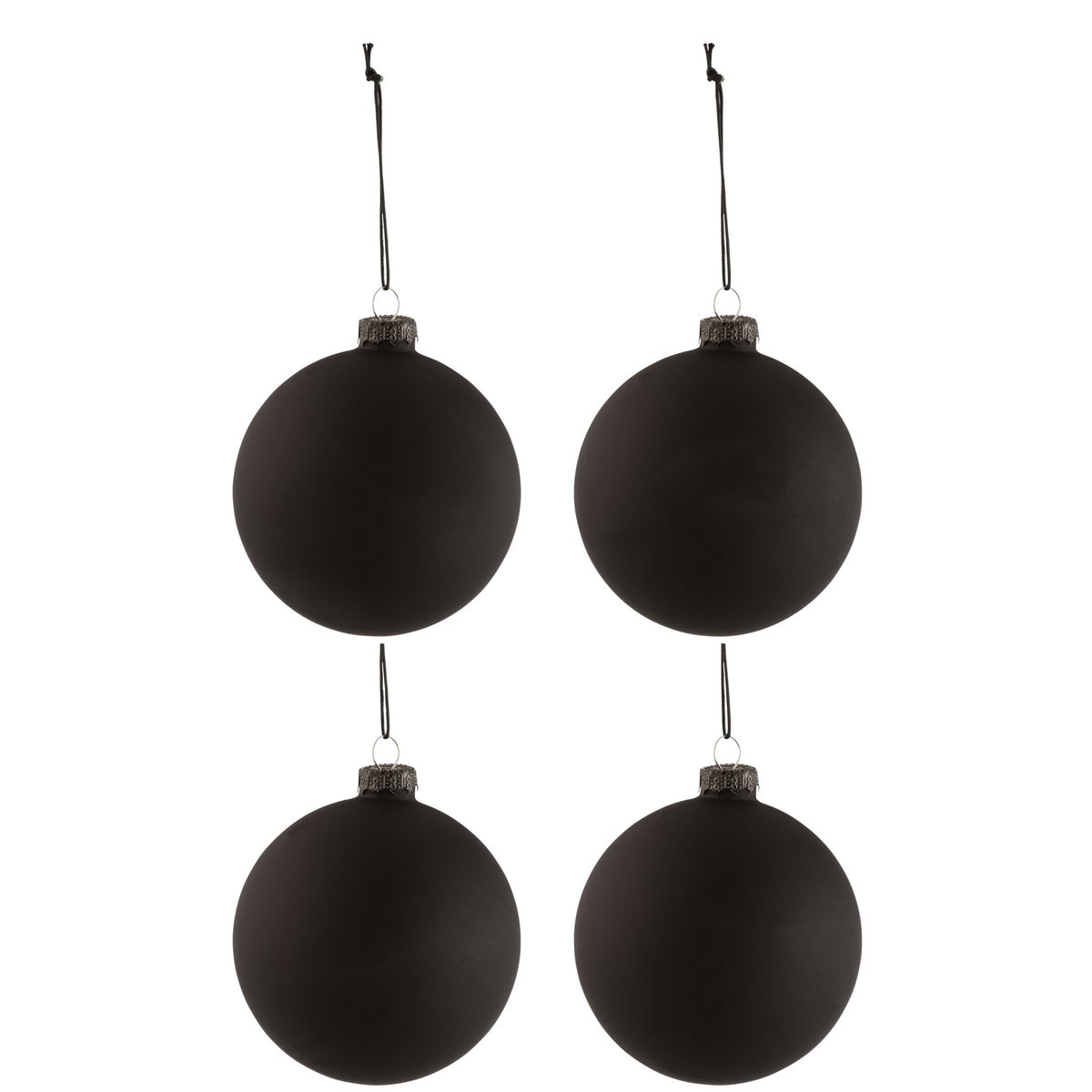 J-Line - Boîte de boules de Noël 'Skovfjord' (Taille M, Lot de 4, Noir)