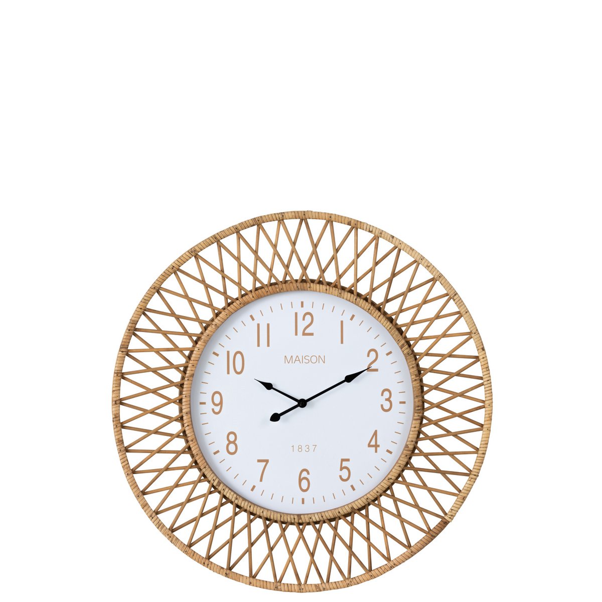 J-Line - Horloge murale Wonder - Rotin/Contreplaqué - Naturel/Blanc - Grand