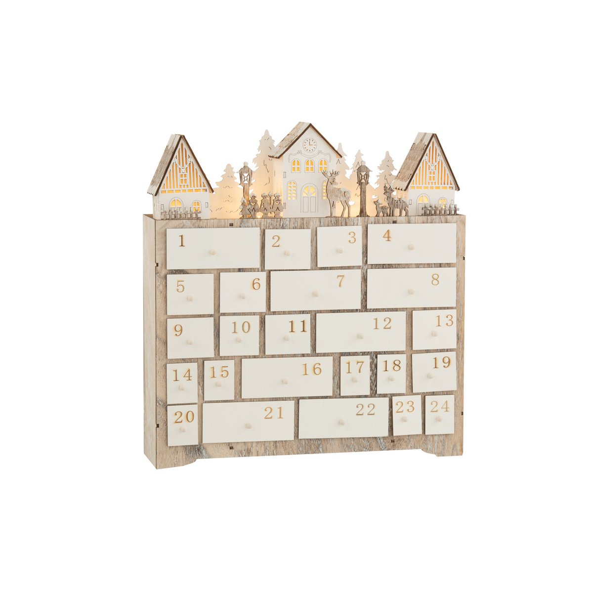 J-Line - Adventskalender mit Lichtern 'Asta' (Beige, 40cm)