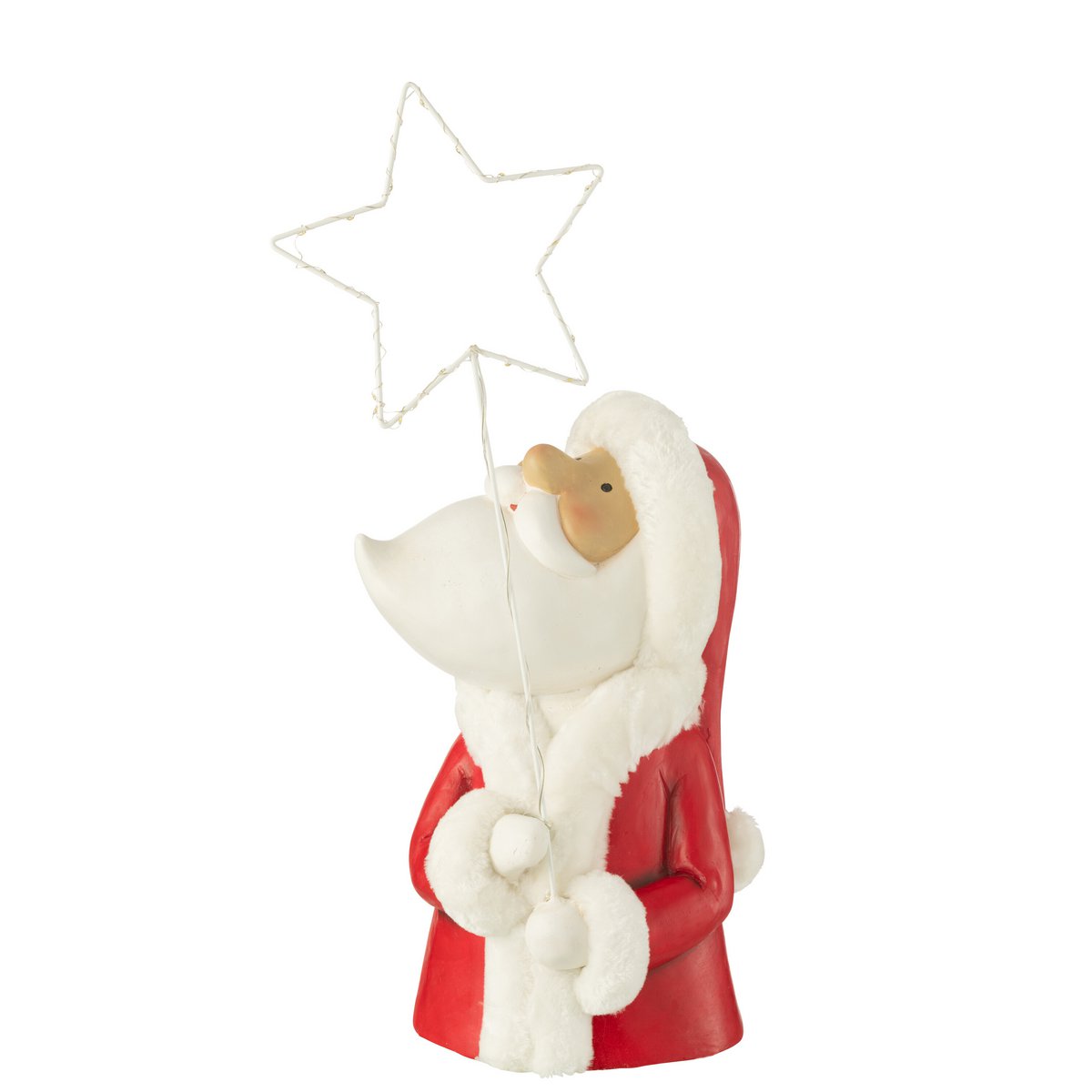 J-Line - Figurine de Noël décorative 'Père Noël' (Taille L, LED, Blanc/Rouge)