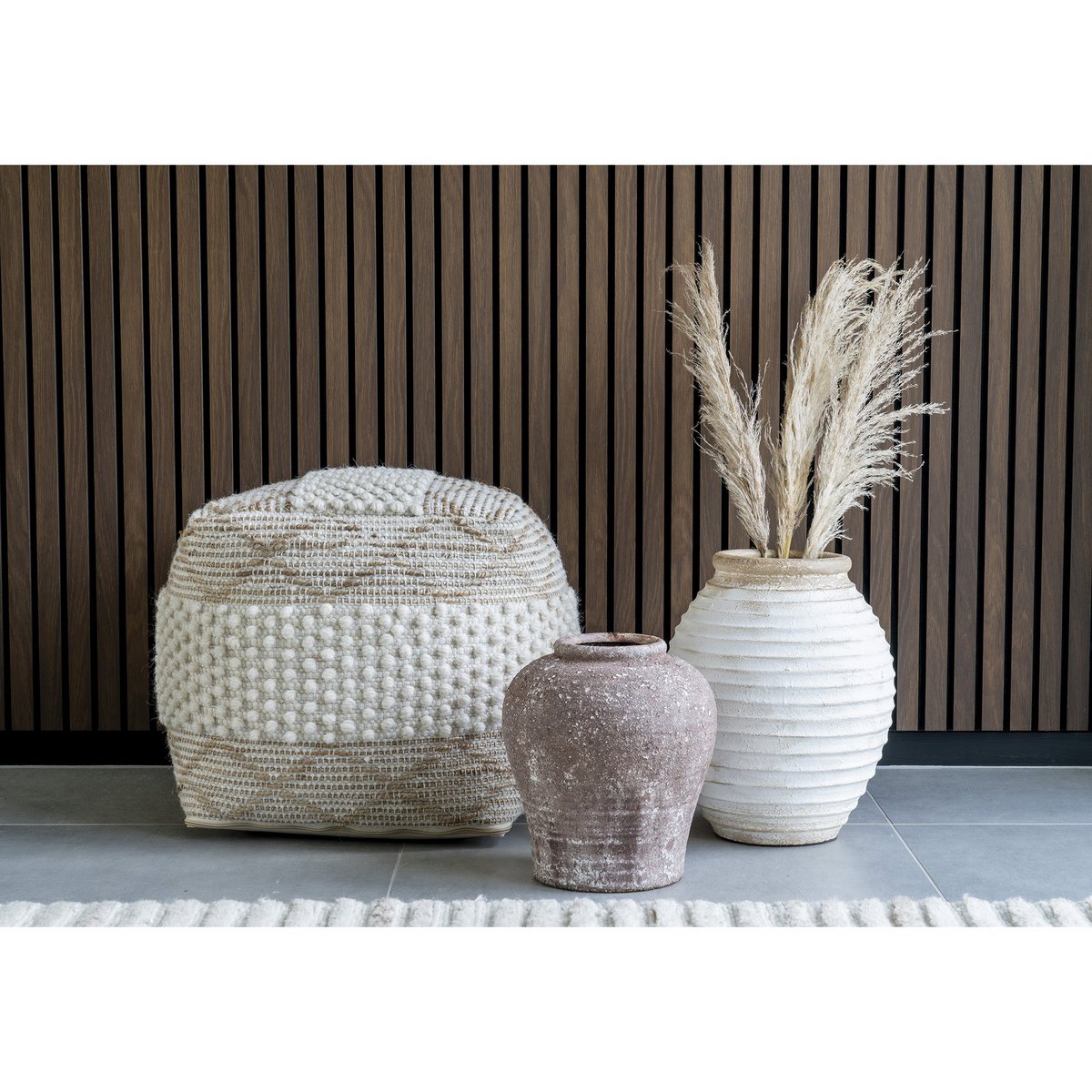 House Nordic - Lomba Decoratiepot - Terracotta pot, bruin/wit, Ø28x35 cm