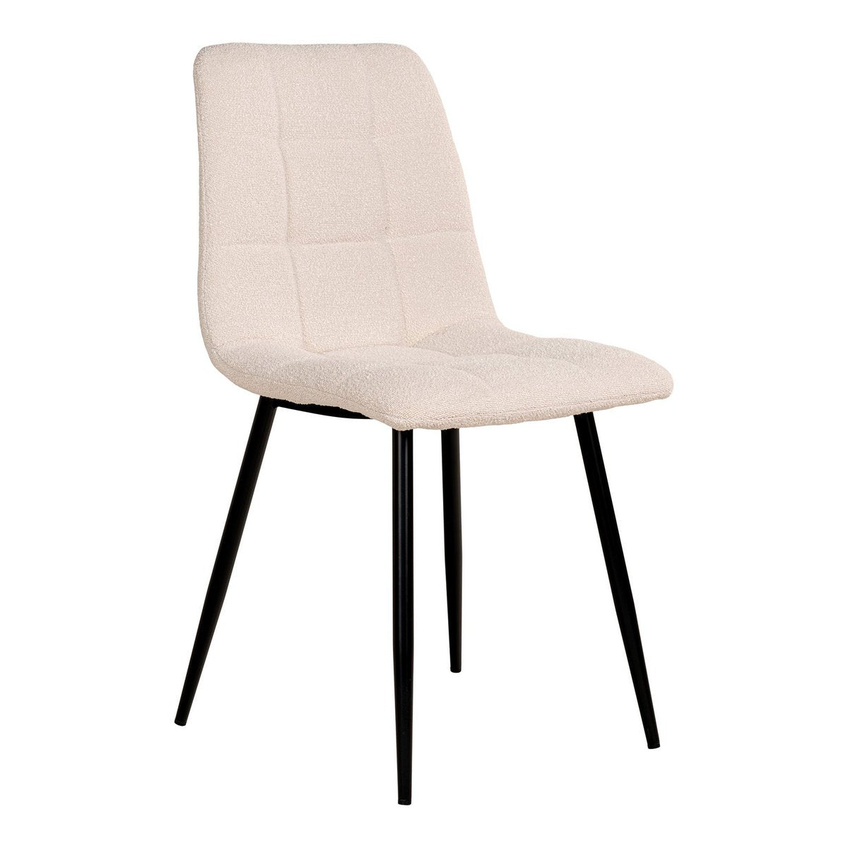 House Nordic – Middelfart Dining Chair – Esszimmerstuhl aus Bouclé, weiß mit schwarzen Beinen, HN1232 – 2er-Set