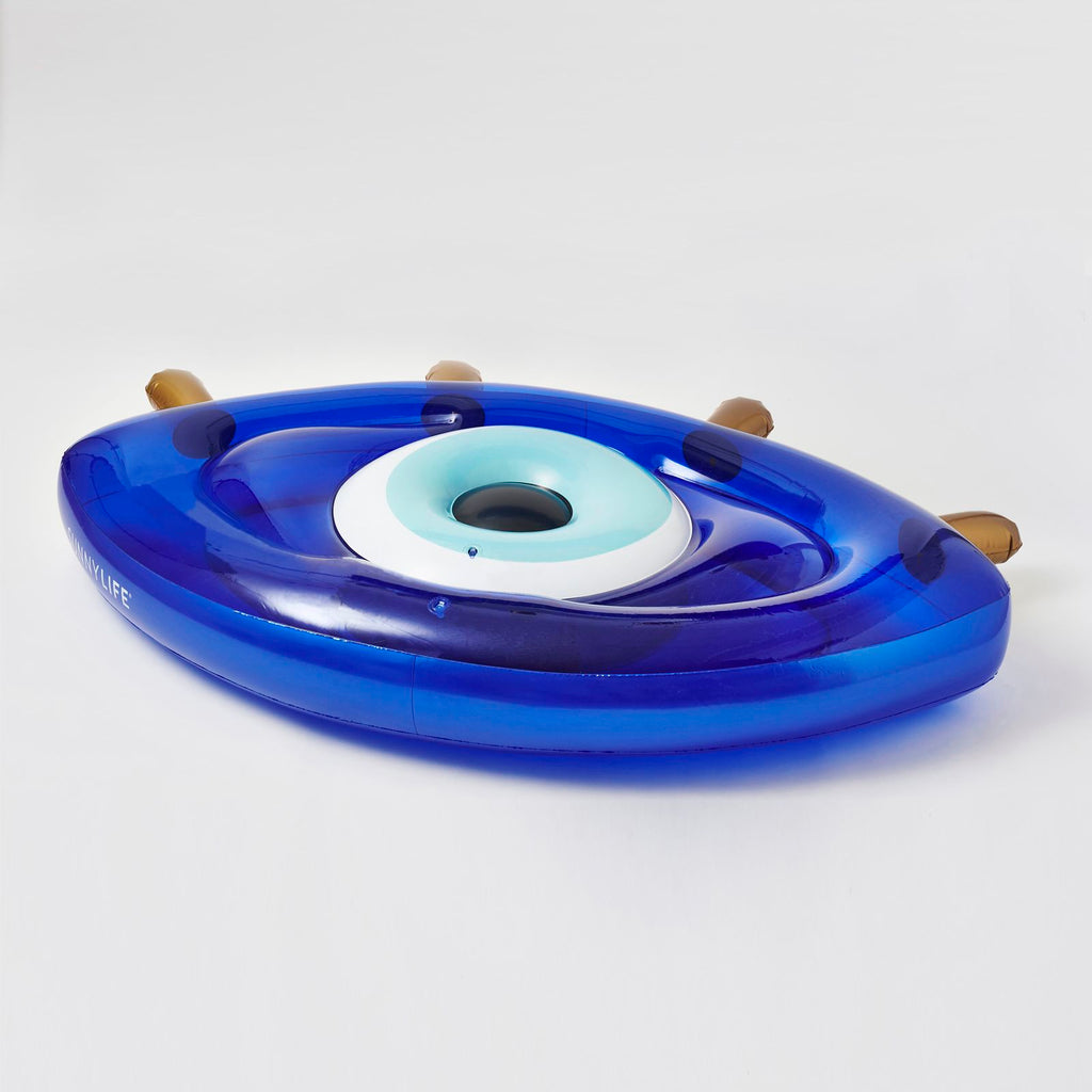 Piscine flotte matelas gonflable de luxe flottant oeil grec bleu
