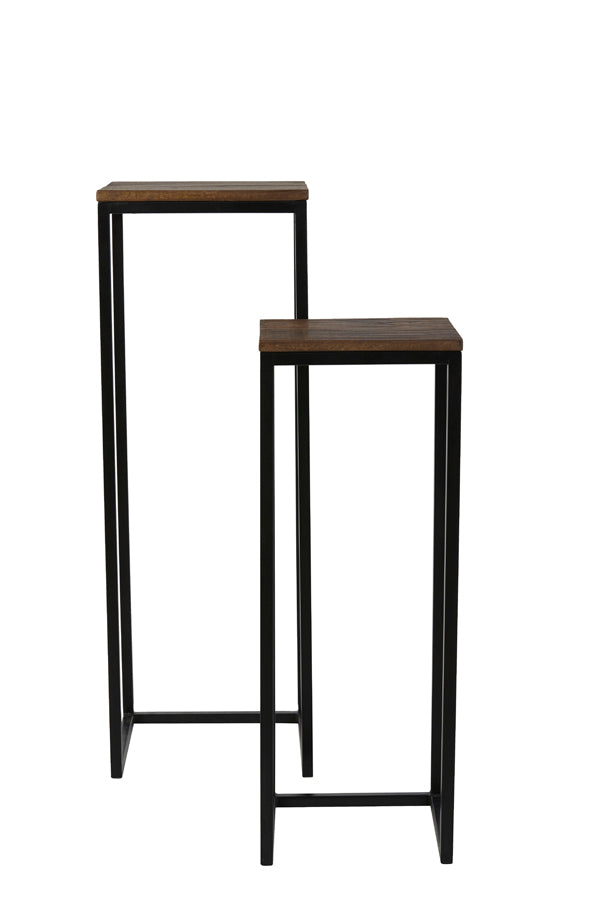 Light &amp; Living - Pilier 'Bryson' (Lot de 2, Bois, Marron et Noir)