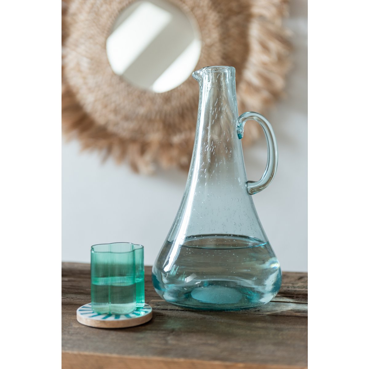 J-Line - Carafe Longue - Verre - Transparent/Bleu Clair