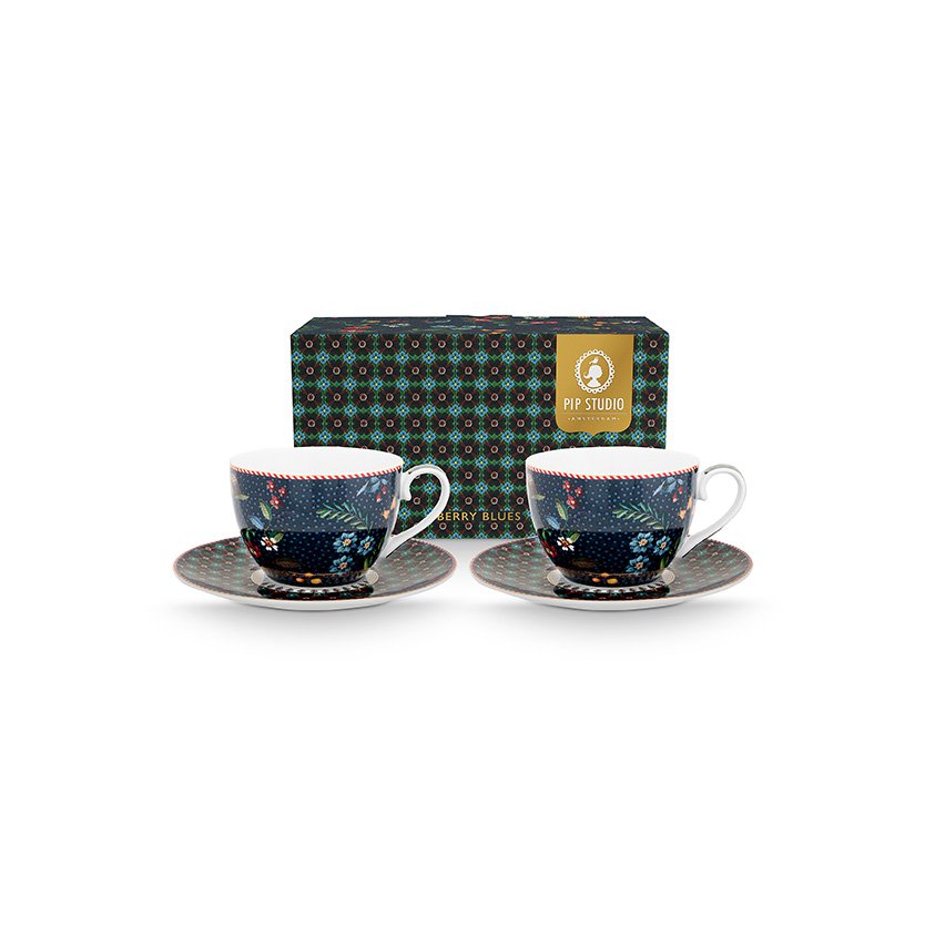 Pip Studio - Set/2 Cups and Saucers Berry Blues 280ml