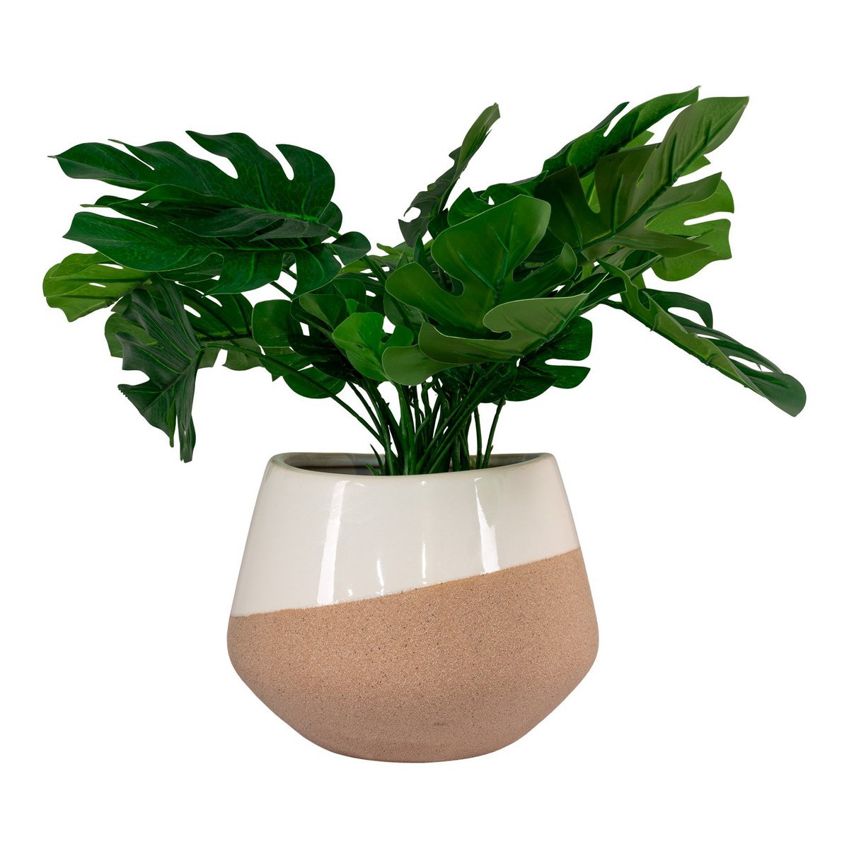 House Nordic - Flowerpot - Pot de fleurs en céramique, beige/marron, rond, Ø20,5x15 cm