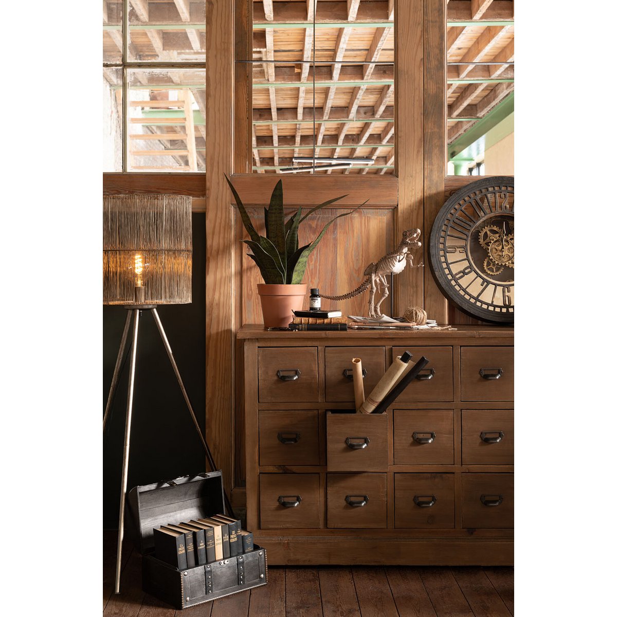 J-Line - Staande Lamp Antiek - Metaal - Bruin - Large