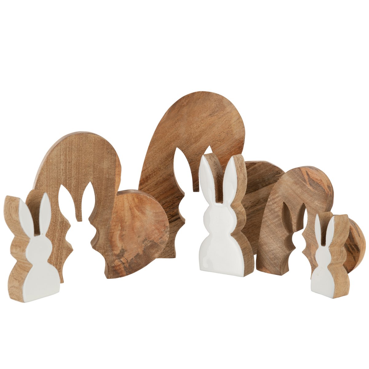 J-Line - Puzzle Décoration Lapin Silouette - Bois - Naturel - Blanc - Grand