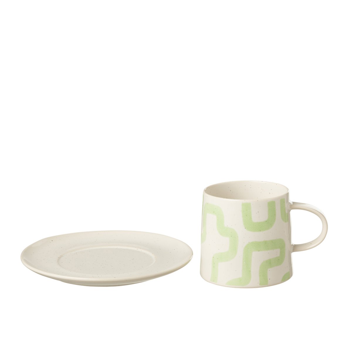 J-Line - Mug Shape + Assiette - Porcelaine - Vert