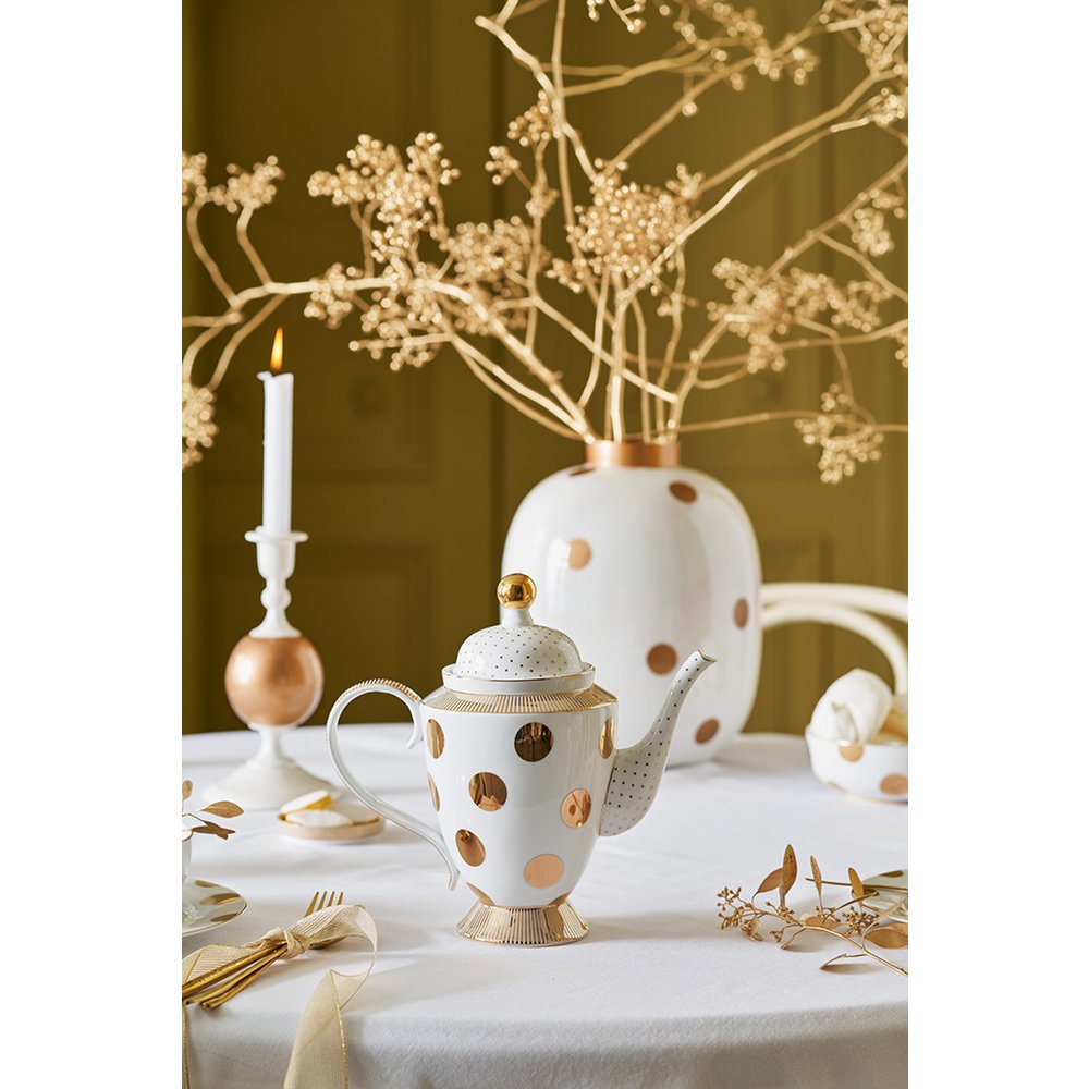 Pip Studio - Teapot Dot Delight White-Gold 1.25ltr